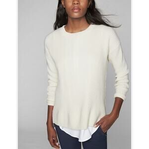 Athleta Merino Wool Blend Sweater Cream Medium Boat Neck